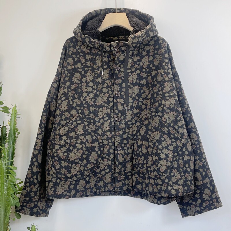 雪蓝杉连帽宽松显瘦棉服女款