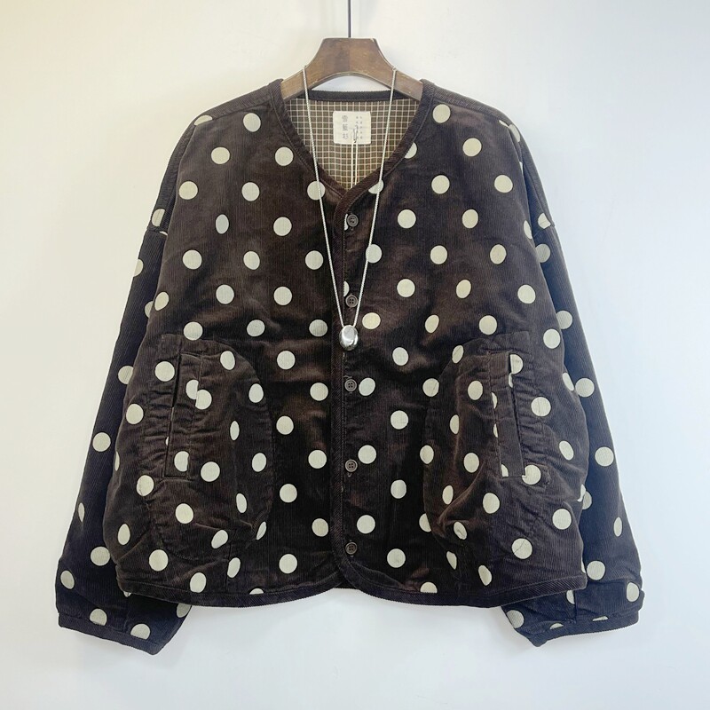 灯芯绒外套春秋新款波点长袖开衫外套女宽松大码休闲上衣简约,女装/女士精品,常规大码外套,淘宝优惠券,粉丝福利购,淘宝优惠卷