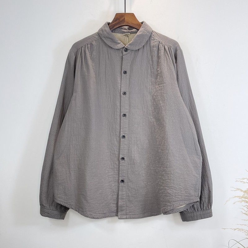 日系森女风灰色纯棉长袖衬衫女娃娃领百搭打底衬衣,女装/女士精品,衬衫,淘宝优惠券,粉丝福利购,淘宝优惠卷