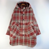 设计师英伦宽松大码 文艺减龄连帽格子夹棉外套女毛呢保暖长款 棉衣