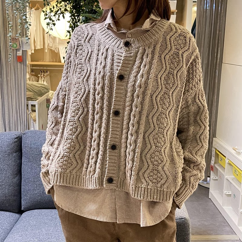 文艺复古毛衣开衫女2025秋冬新款外穿麻花毛线宽松外衣外套毛衣
