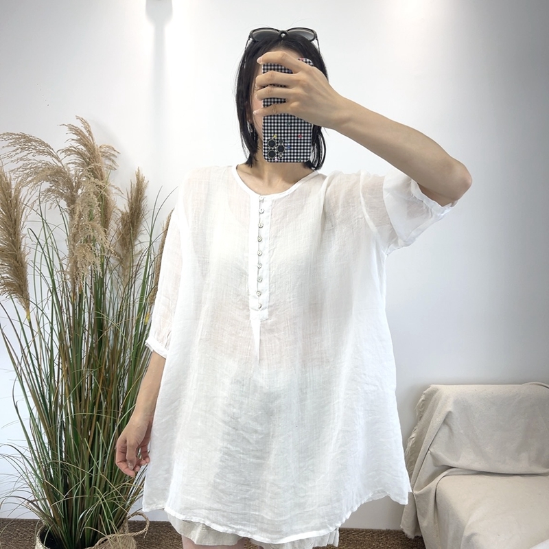 老钱风黑色织亚麻休闲布衣