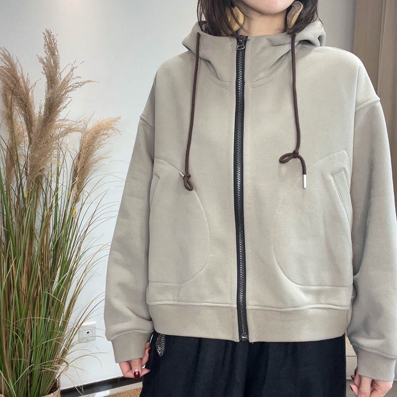 基础款连帽全棉拉链卫衣雪蓝杉