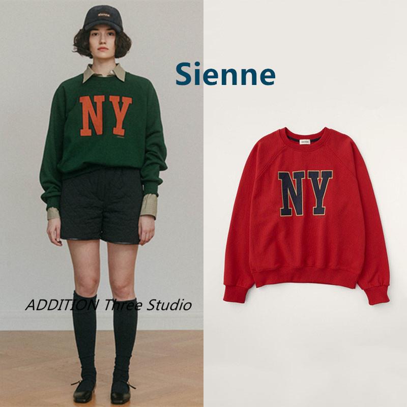折扣 Sienne 春秋款简约休闲圆领字母宽松套头百搭长袖卫衣上衣女