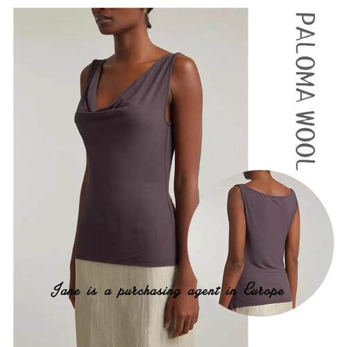 国现 PALOMA WOOL 性感斜纹领口v领紧身内搭显瘦无袖打底抹胸上衣