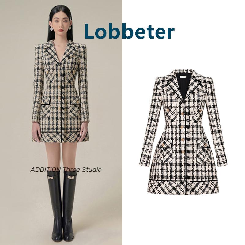 越南小众品牌 Lobbster 22新品气质小香风经典格纹精裁短款连衣裙