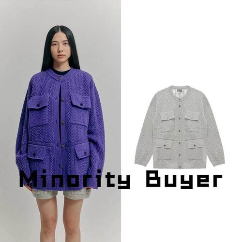 现货 买手店换季清仓 EENK 正品四口袋宽松超大线缆针织开衫外套