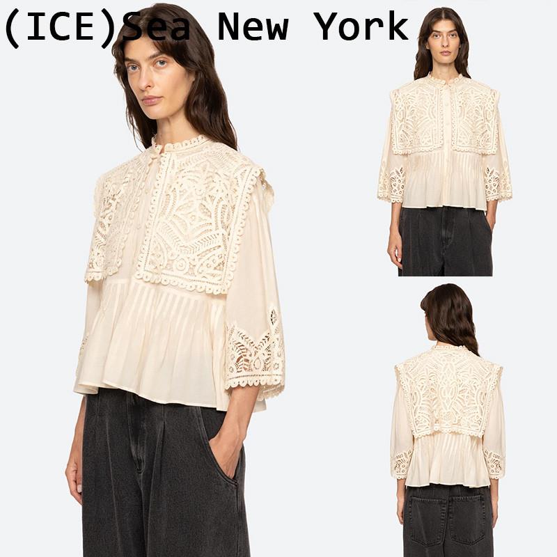 ice买手店美国正品现货Sea New York复古刺绣镂空蕾丝衬衫上衣女