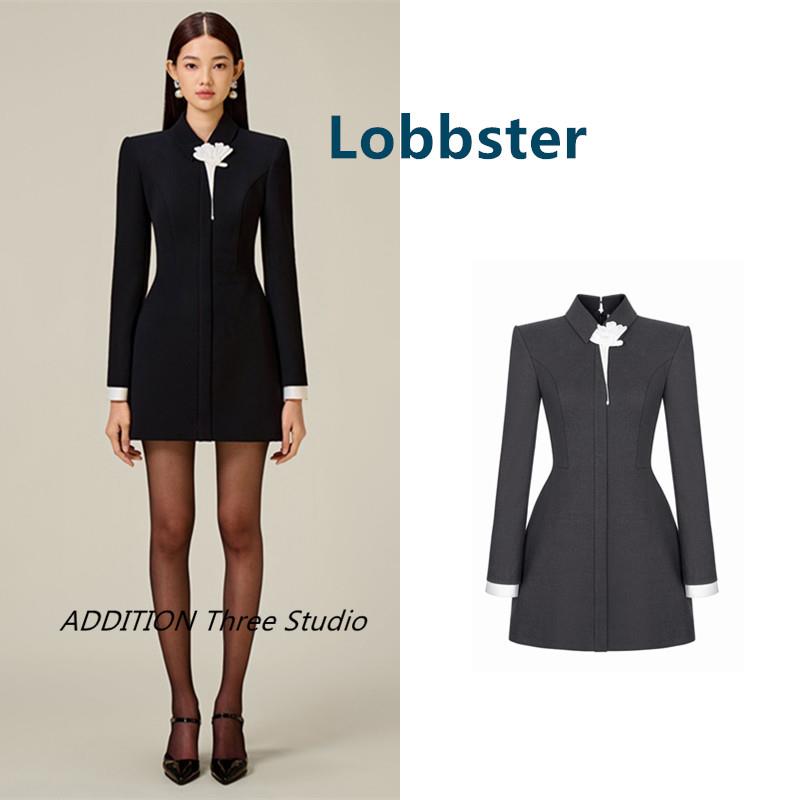 少现 Lobbster 23秋冬新款高级感西装裙复古收腰显瘦长袖连衣裙女
