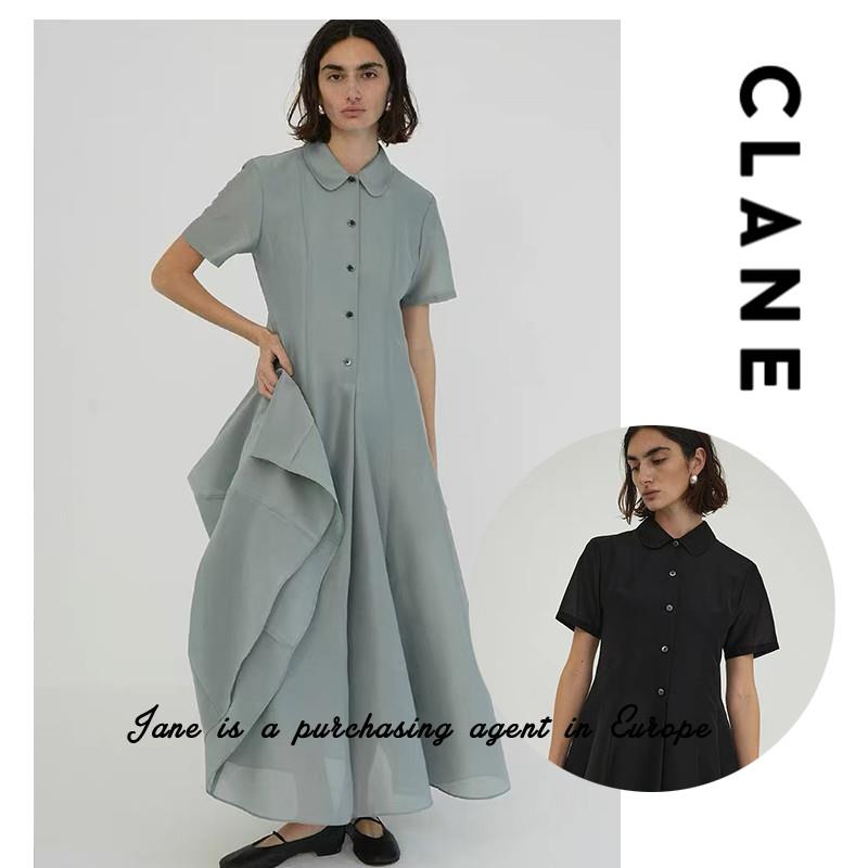 Clane 松本惠奈日系设计感气质复古收腰裙子翻领连衣裙