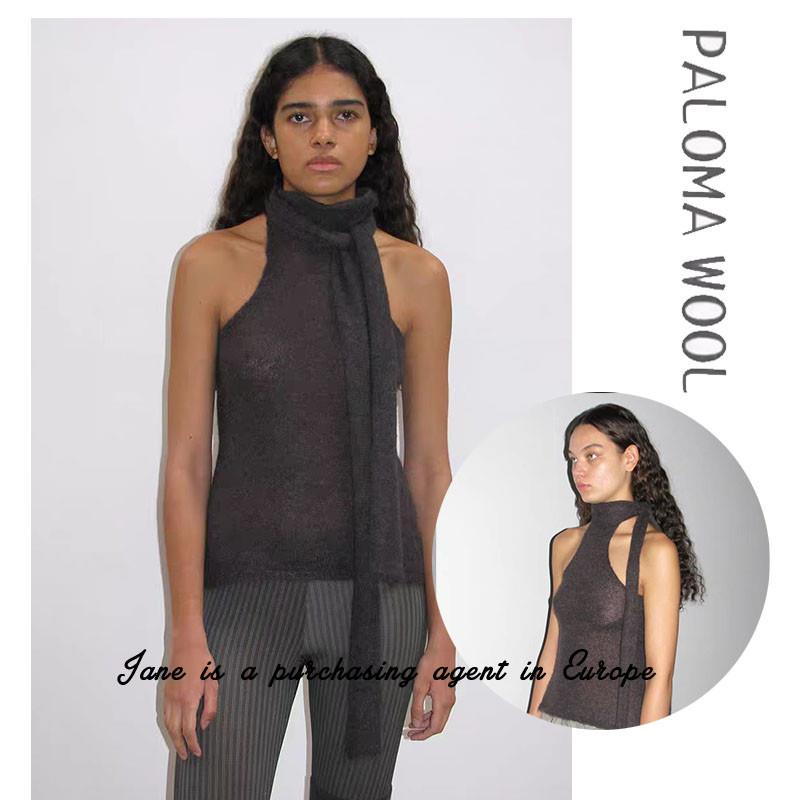 国现 西班牙直邮 PALOMA WOOL 纯欲辣妹气质围巾直筒黑色背心上衣
