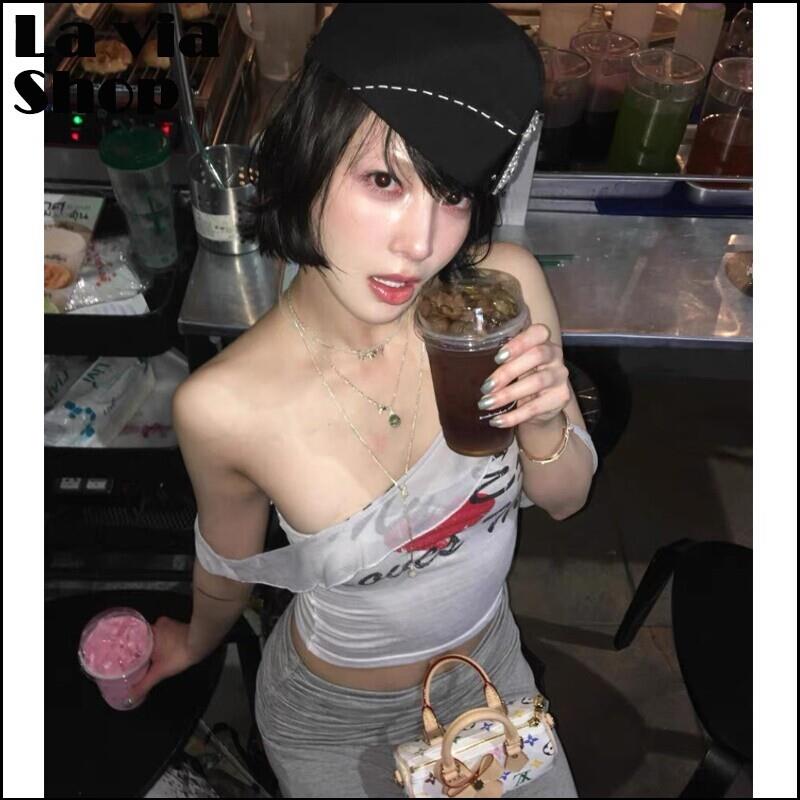 买手店正品Jaded London新款雪纺荷叶边飘带短款露肩背心吊带T恤