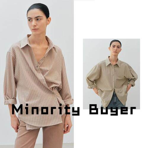 现货 买手店 MOIA 25新款复古条纹简约宽松内搭竖纹衬衫上衣女