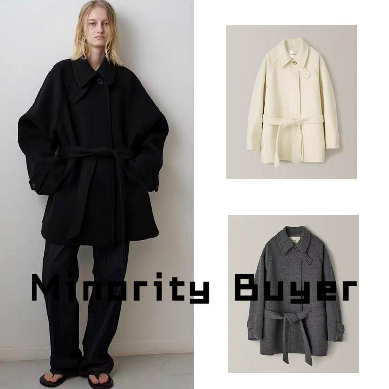 现货 买手店FACADE PATTERN 立领系带收腰大衣女中长版毛呢外套