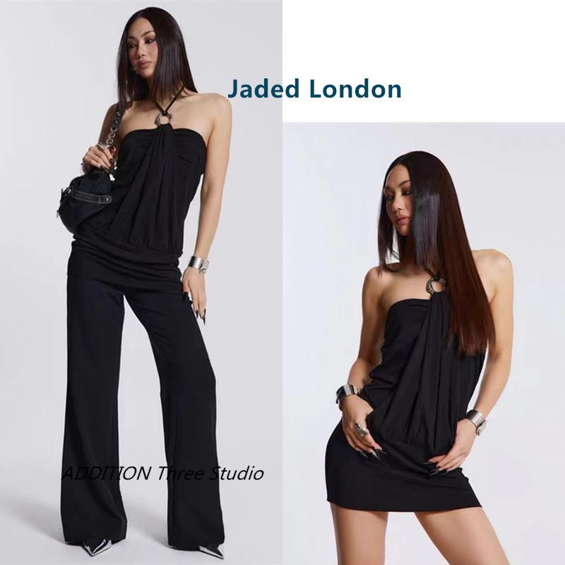 折扣 Jaded London 夏款性感辣妹抹胸金属吊环挂脖露背包臀连衣裙