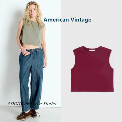 正品 American Vintage 25夏季新款圆领宽松休闲百搭无袖背心上衣
