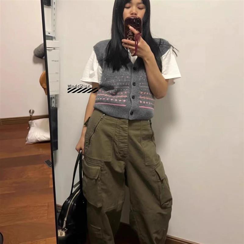 正品速发 Our  柳俊烈同款羊毛提花单排扣马甲针织开衫男女