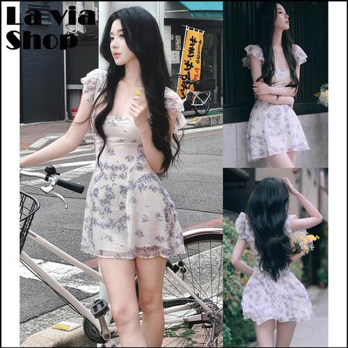 正品Princess Polly周子然同款荷叶边碎花迷你洋装女