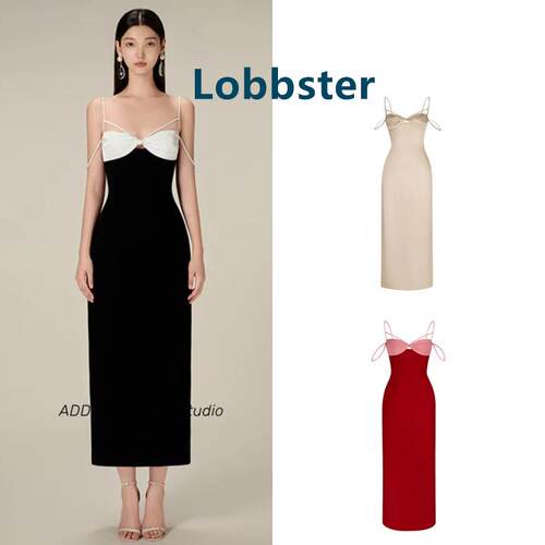 越南小众 Lobbster 23春夏新款气质扭结高腰细吊带收腰长款连衣裙