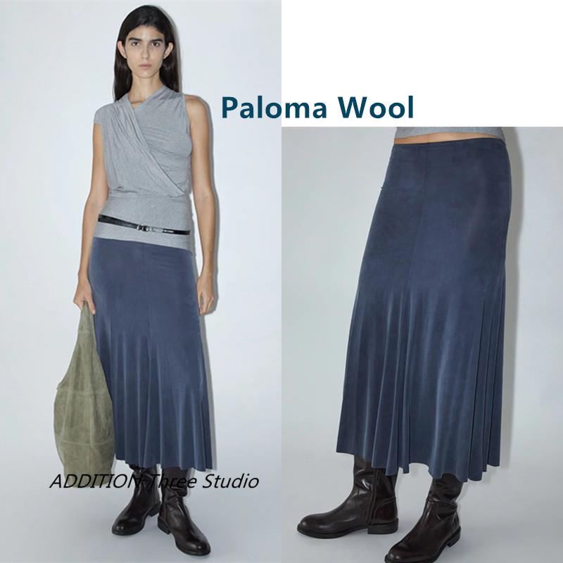 折扣Paloma Wool 25秋季新款纯色铜氨丝针织弹力百搭中长款半身裙