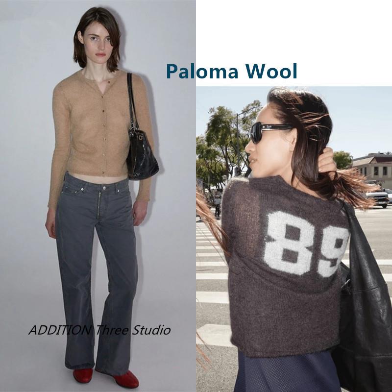 西班牙 Paloma Wool 25秋季新款圆领马海毛字母长袖针织开衫毛衣