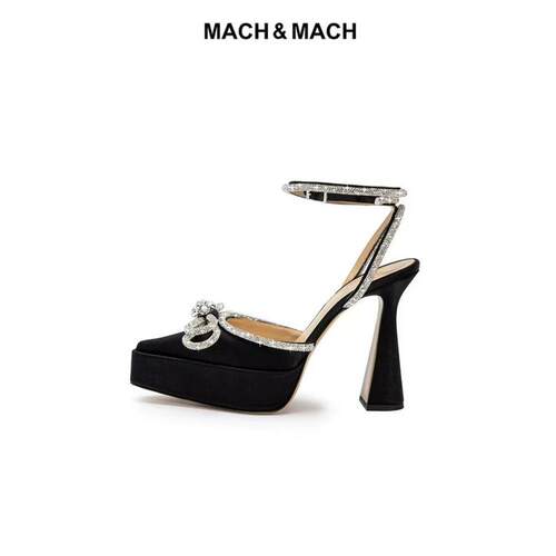 Mach & Mach小众蝴蝶结高跟鞋厚底高防水台时尚水钻