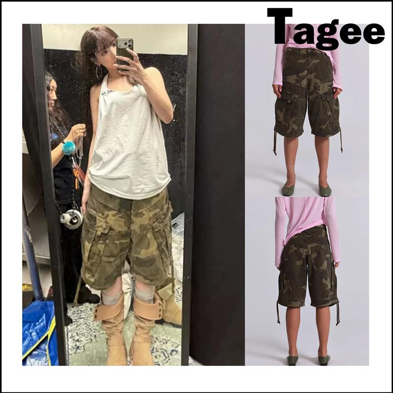 买手店正品Jaded London林娜琏同款迷彩工装五分裤做旧拉绳短裤女