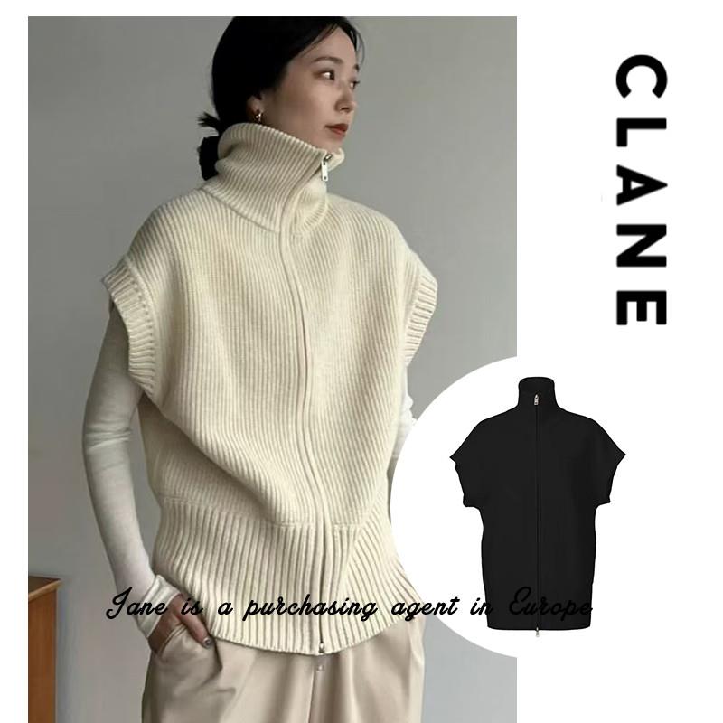 国现 日本直邮 CLANE 美利奴羊毛拉炼廓形针织马甲V领无袖外套