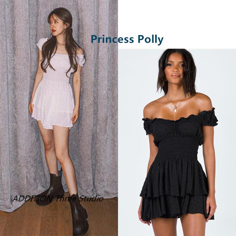 正品 Princess Polly 赵露思同款纯欲荷叶边收腰显瘦短款连衣裙女