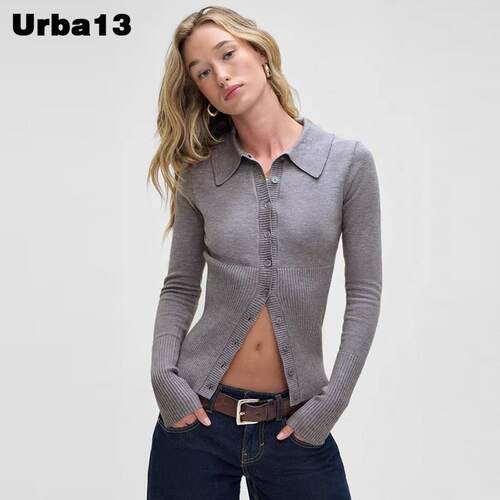 Urba13买手店现货正品Frankies bikinis系扣翻领针织衫毛衣打底衫