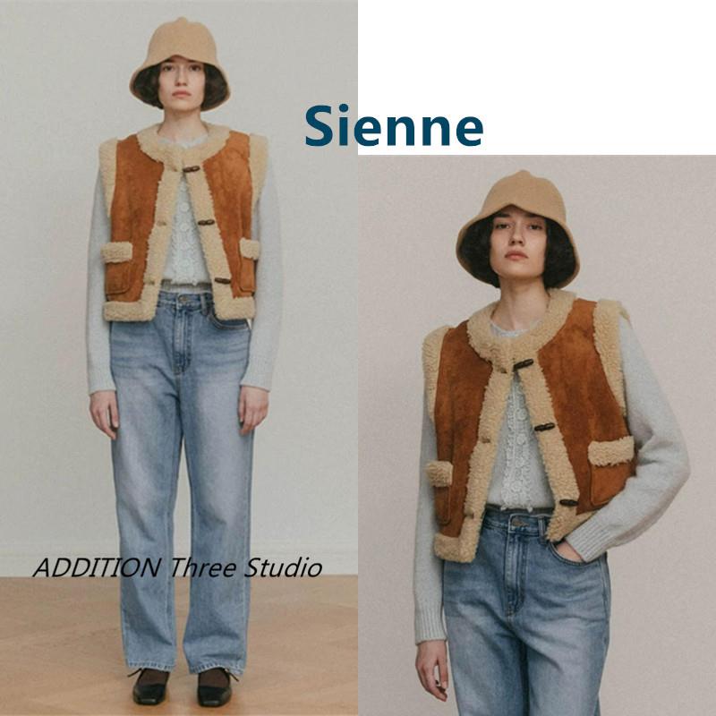 少现 Sienne 23秋冬款复古圆领牛角扣无袖保暖马甲外套女