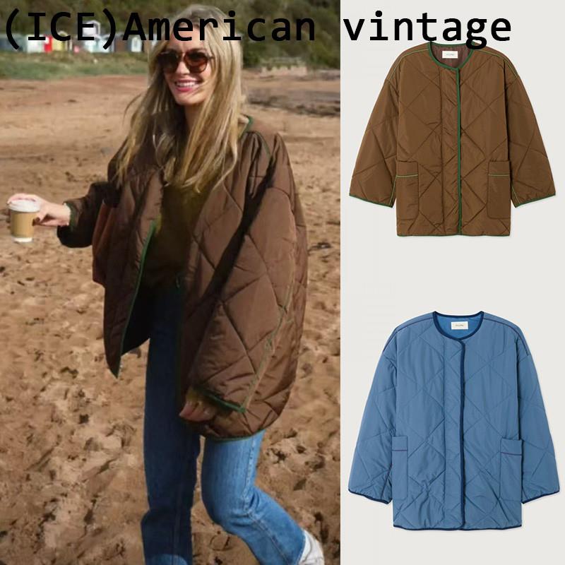 ice买手店正品American vintage 冬季外套纯色撞色绗缝长袖夹克女