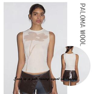国现 西班牙直邮 PALOMA WOOL 复古透视数码提花无袖背心T恤上衣