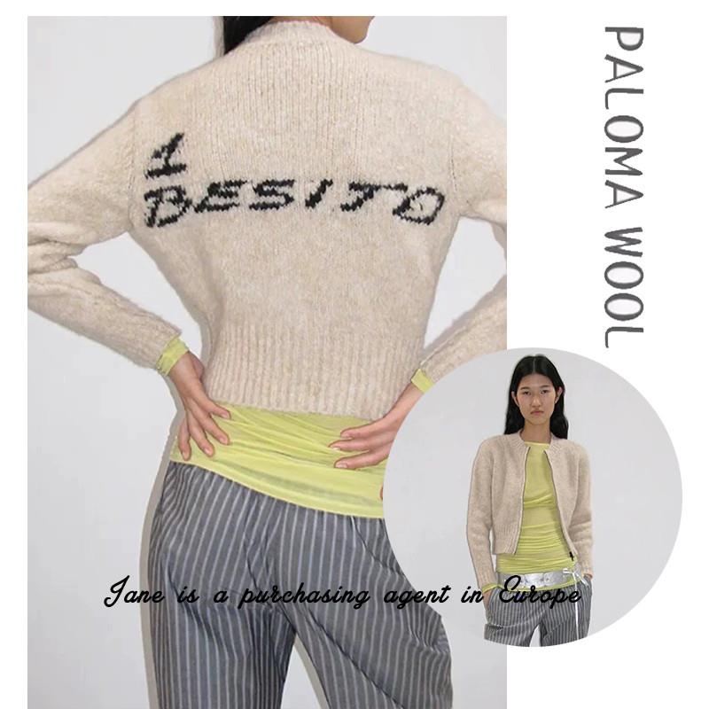 国现 PALOMA WOOL 秋季新款拉炼字母休闲针织短版开襟外套毛衣上