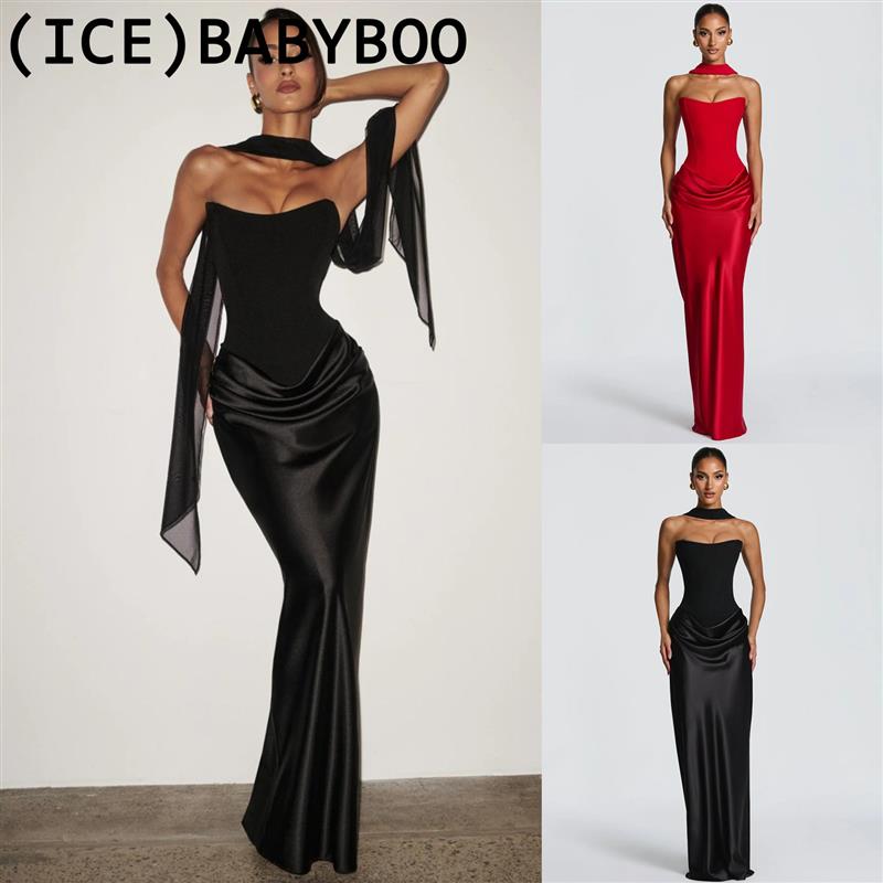 ice买手店正品BABYBOO鱼骨束腰绑带修身抹胸洋装鱼尾裙礼服长裙