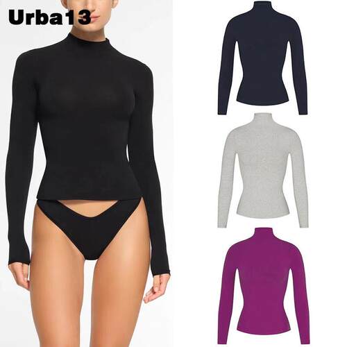 Urba13买手店正品SKIMS Cotton Jersey卡戴珊打底衫半高领针织T恤