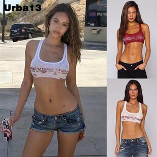 Urba13买手店正品现货Revice denim背心字母印花吊带修身圆领上衣