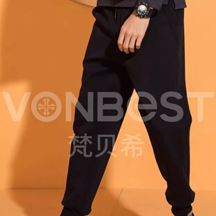 梵贝希男女春秋季新款休闲运动裤823001宽松高腰黑束脚长裤813001