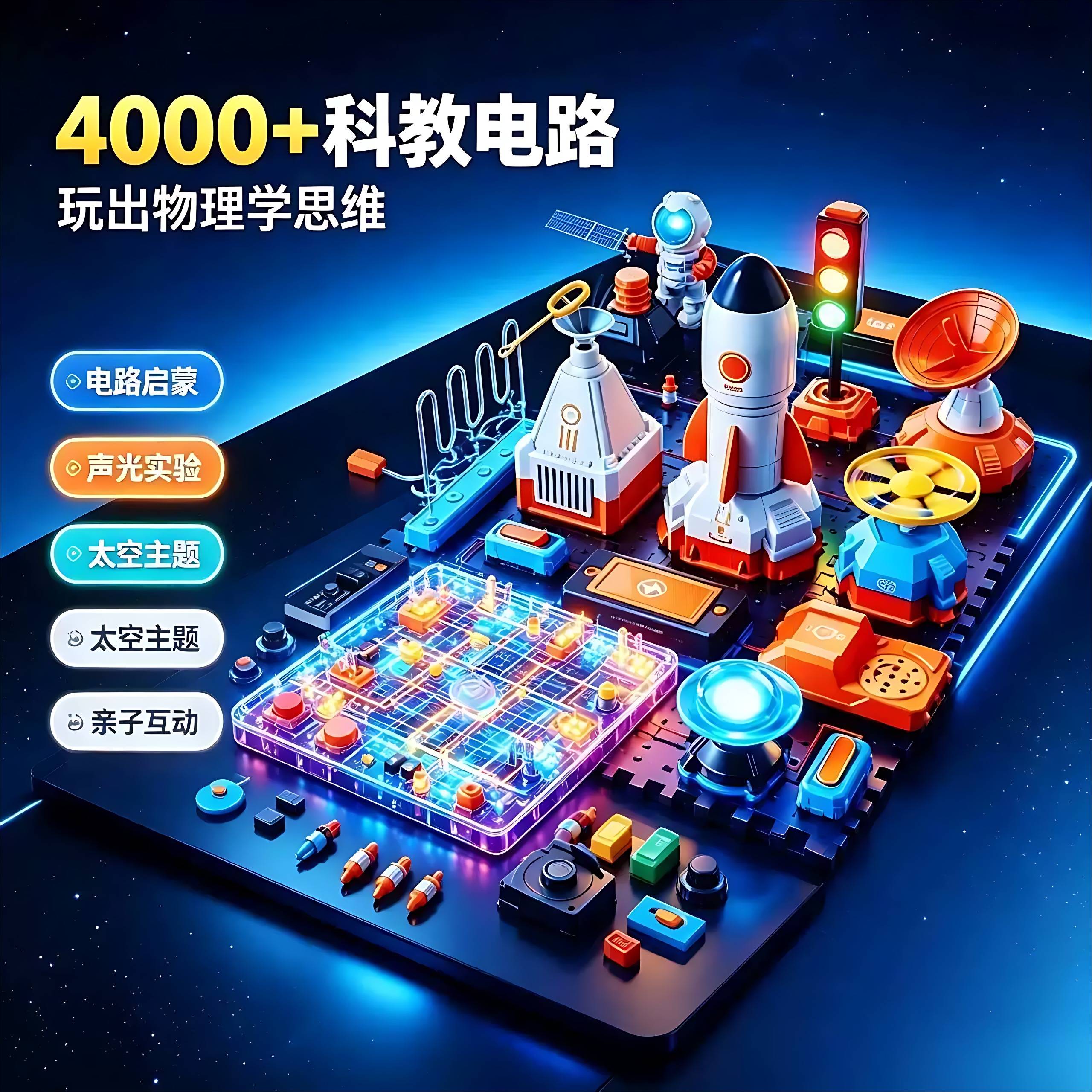 儿童电子积木航天火箭拼装玩具