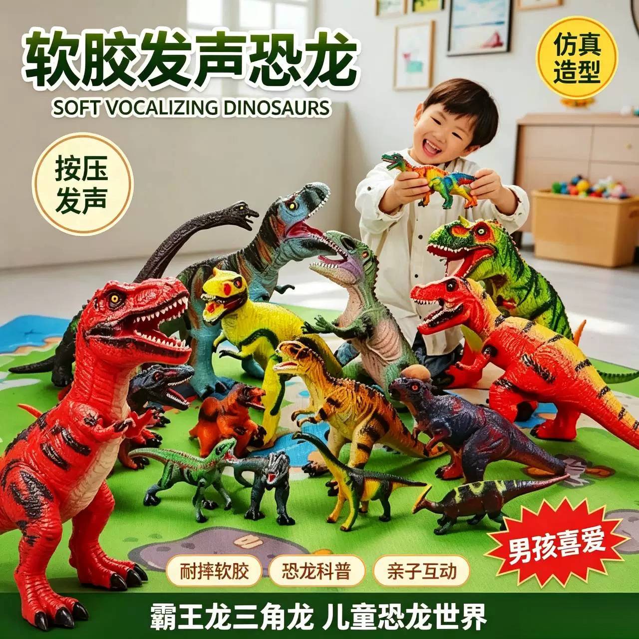 超大号软胶霸王龙玩具可坐人儿童