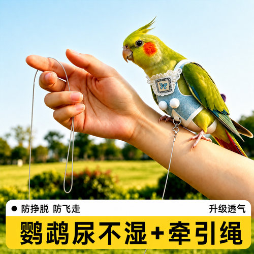 【夏季透气】鹦鹉尿不湿牵引绳