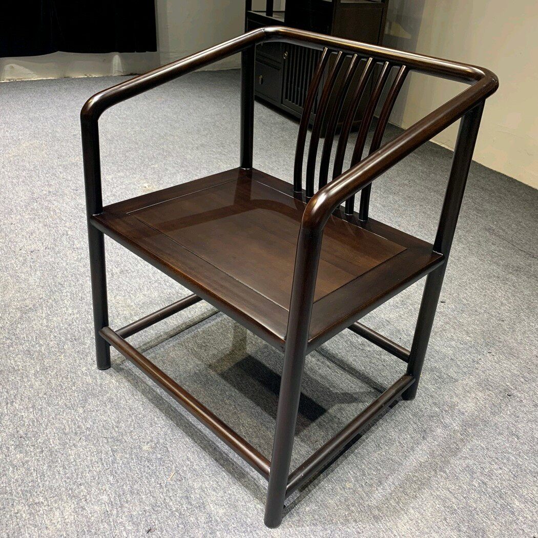 黑金檀禅椅圈椅官帽椅太师椅围椅主人椅子黑檀官帽椅风车木官帽