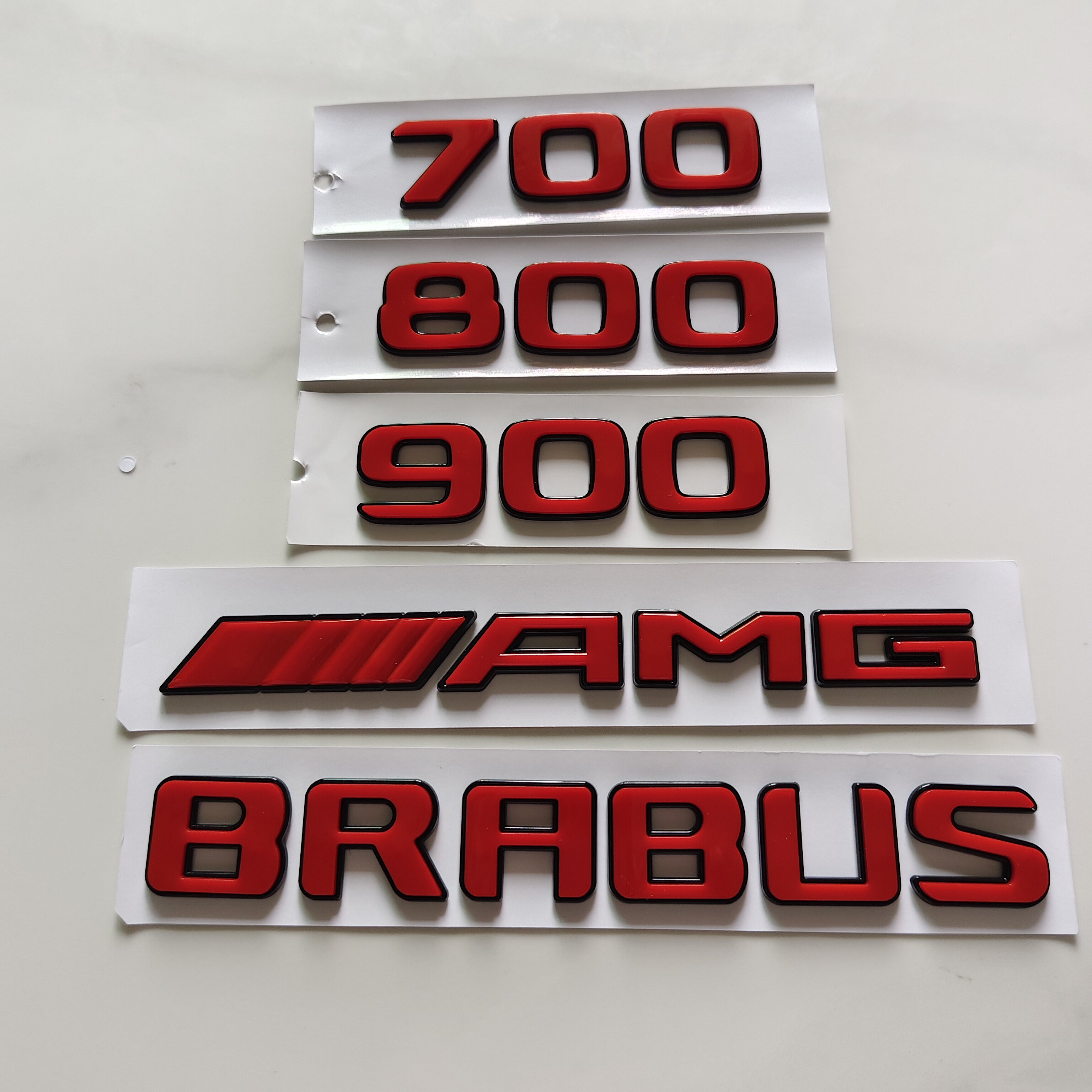 适用于奔驰博速700 800 900 AMG BRABUS车标贴标红色装饰标后尾标