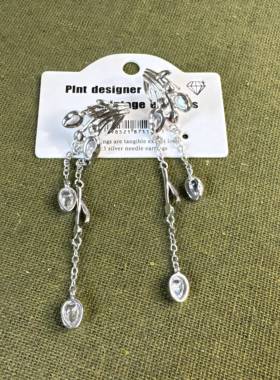 小众设计感流苏锆石耳环百搭超仙轻奢小众设计感高级气质耳夹耳饰