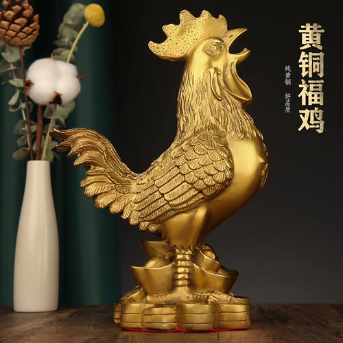 厂家直供纯黄铜鸡大小号摆件福鸡·公鸡·金钱鸡·大吉大利鸡送礼