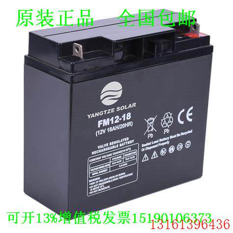 YANGTZE SOLAR蓄电池FM12-18(12V18AH)免维护直流屏UPS电源电瓶