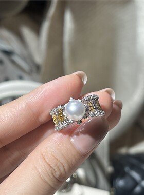 法式轻奢珍珠开口可调女士戒指
