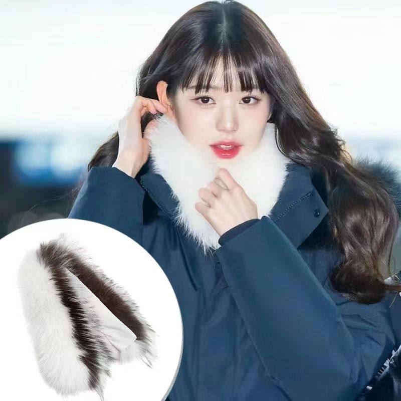 张元英同款狐狸毛围脖白狐银狐双色拼接吸铁石扣简约百搭毛领围巾,服饰配件/皮带/帽子/围巾,围巾/丝巾/披肩,淘宝优惠券,粉丝福利购,淘宝优惠卷