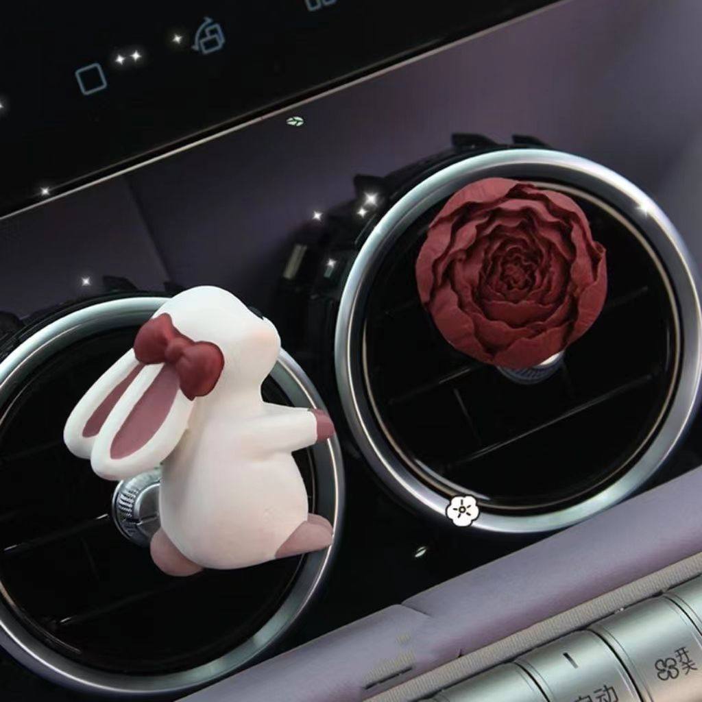 网红可爱酒红色蝴蝶结兔子车载香薰花朵香氛高级感车内饰品摆件女,汽车用品/电子/清洗/改装,汽车香水香薰,淘宝优惠券,粉丝福利购,淘宝优惠卷