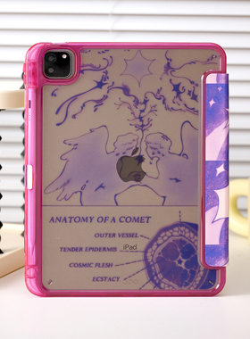 紫色天使适用苹果ipad11平板电脑保护套air7/pro带笔槽Y+三折mini7/10代11代air13寸/4/5/6亚克力小众新硬壳